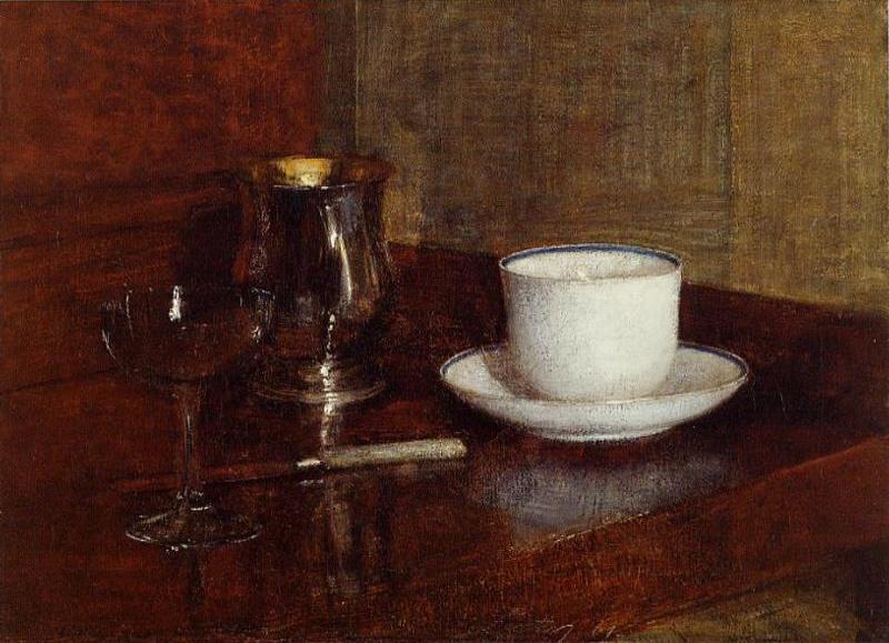 Henri Fantin-Latour Still Life Glass, Silver Goblet and Cup of Champagne oil painting image